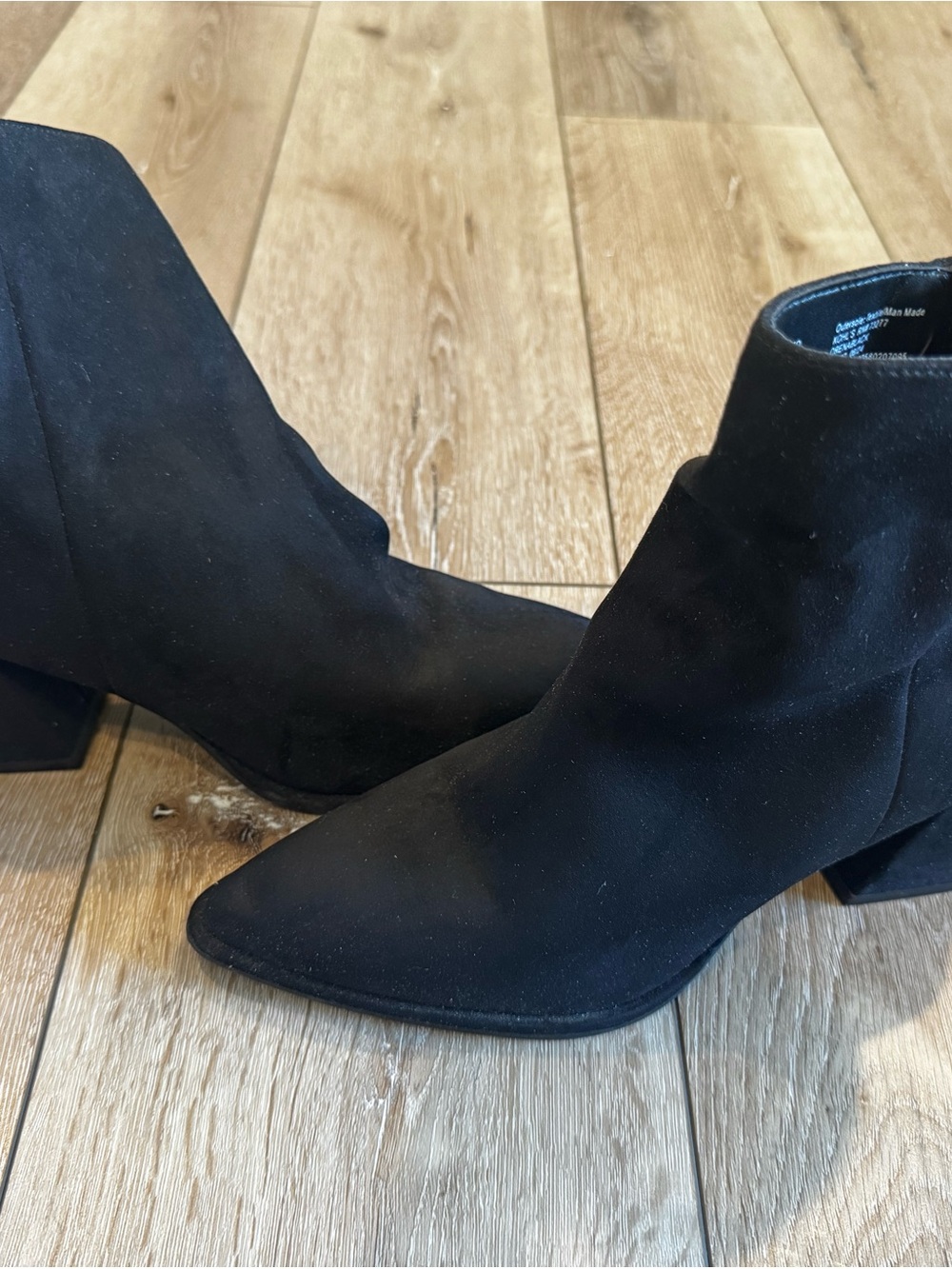 Sonoma Black Suede Pointed Toe Block Heel Ankle Boots